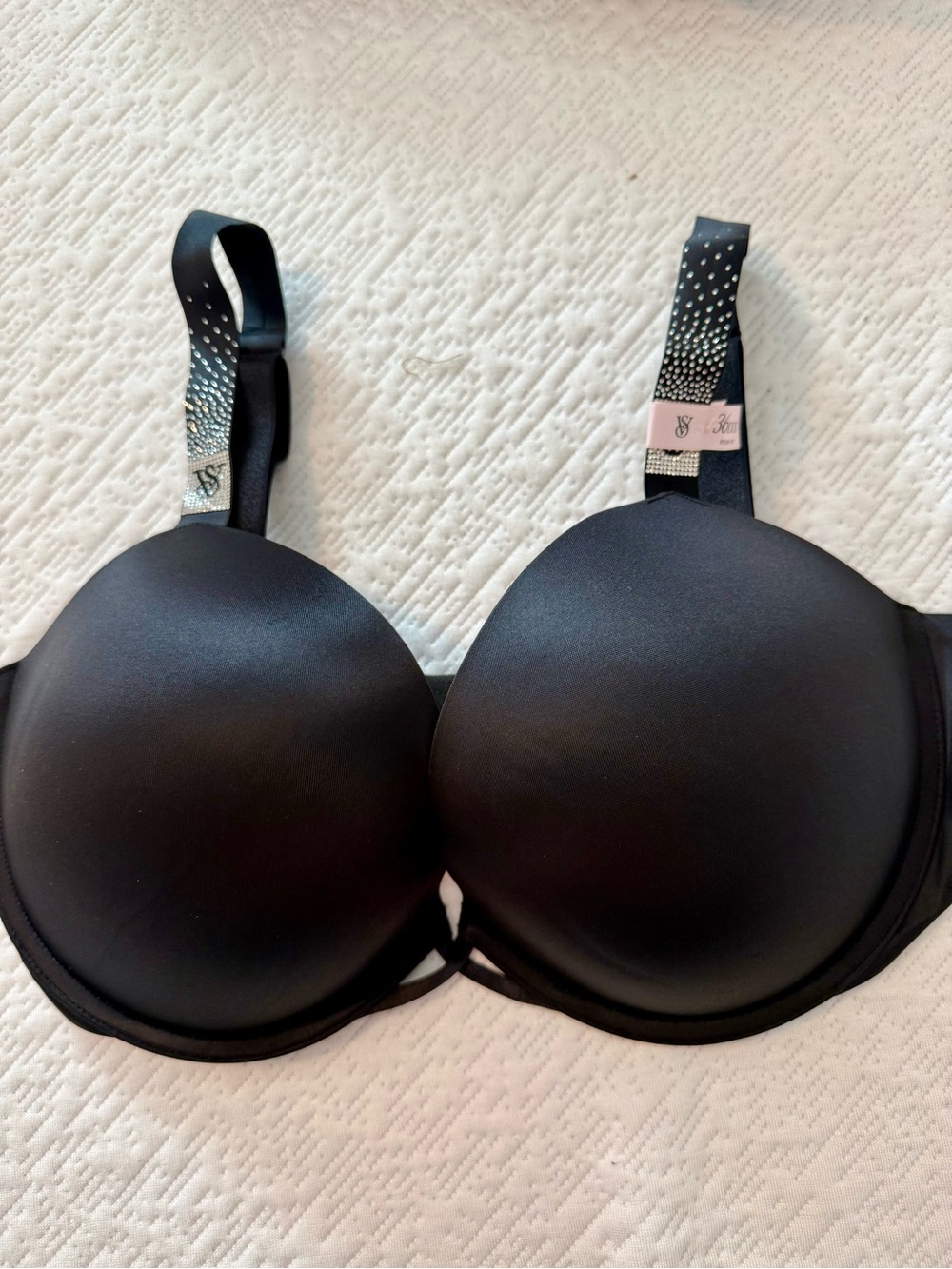 Victoria’s Secret bra, black push-up rhinestone NWT 36DDD